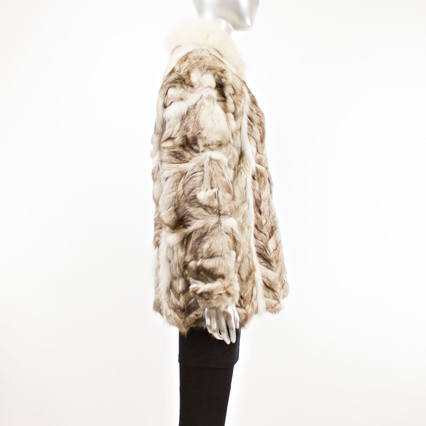White and Grey Section Fox Jacket- Size M