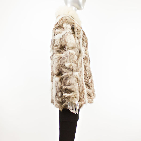 White and Grey Section Fox Jacket- Size M-L (Vintage Furs)