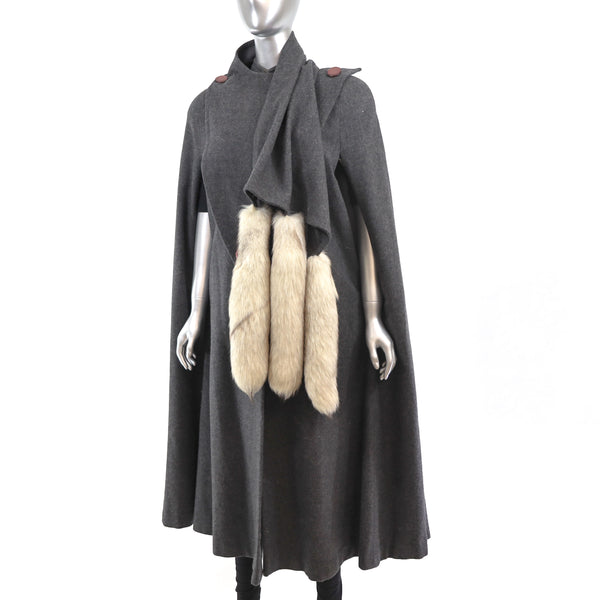 Wool Cape with Fox- Size Free