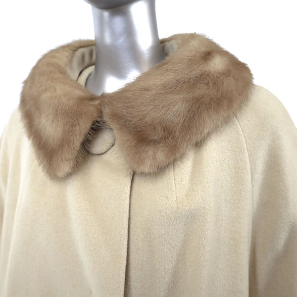 Wool Coat with Mink Trim- Size XL