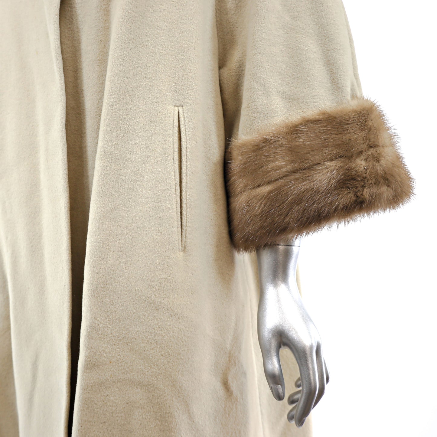Wool Coat with Mink Trim- Size XL