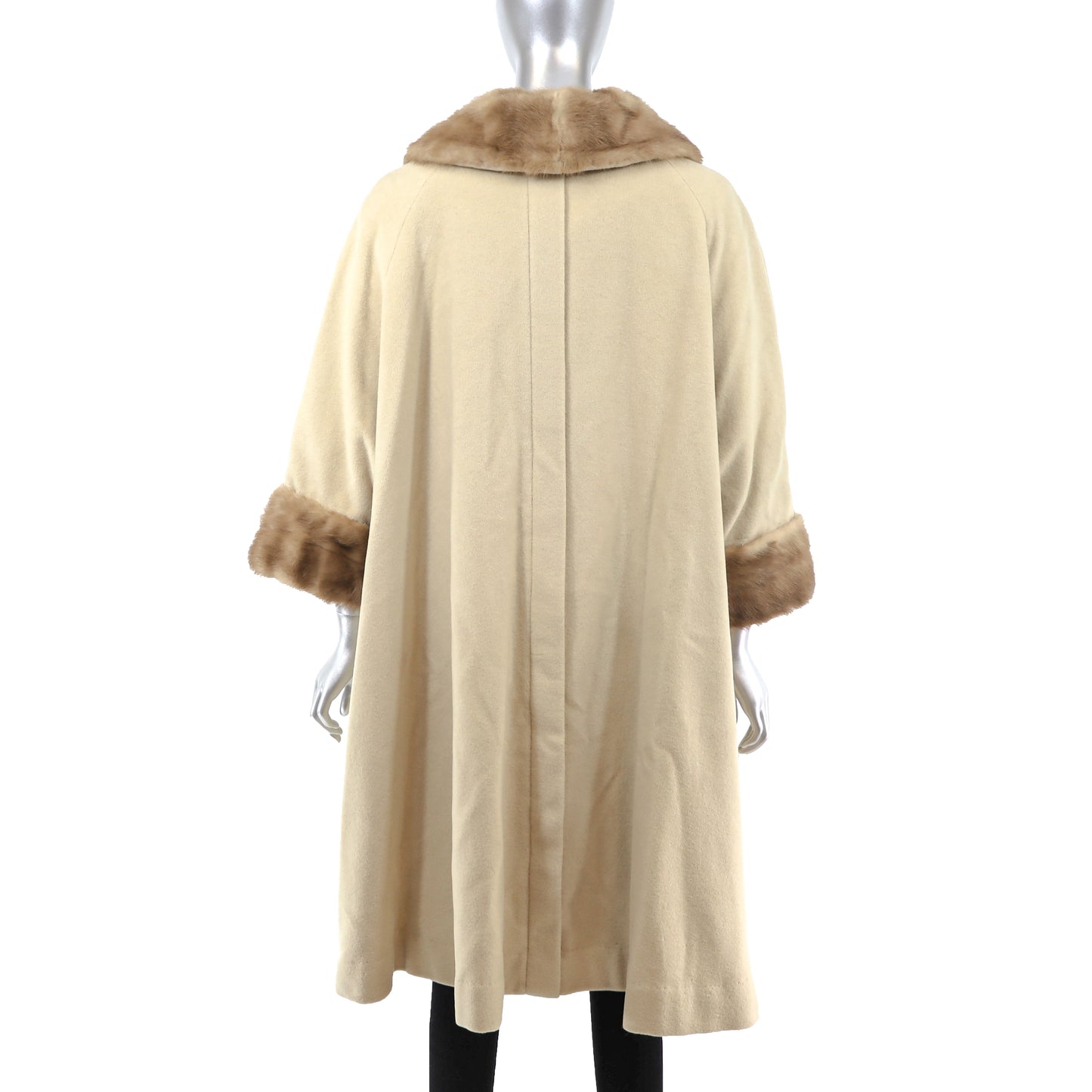 Wool Coat with Mink Trim- Size XL