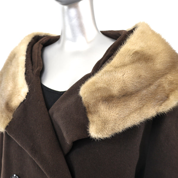 Wool Coat with Mink Collar- Size XL