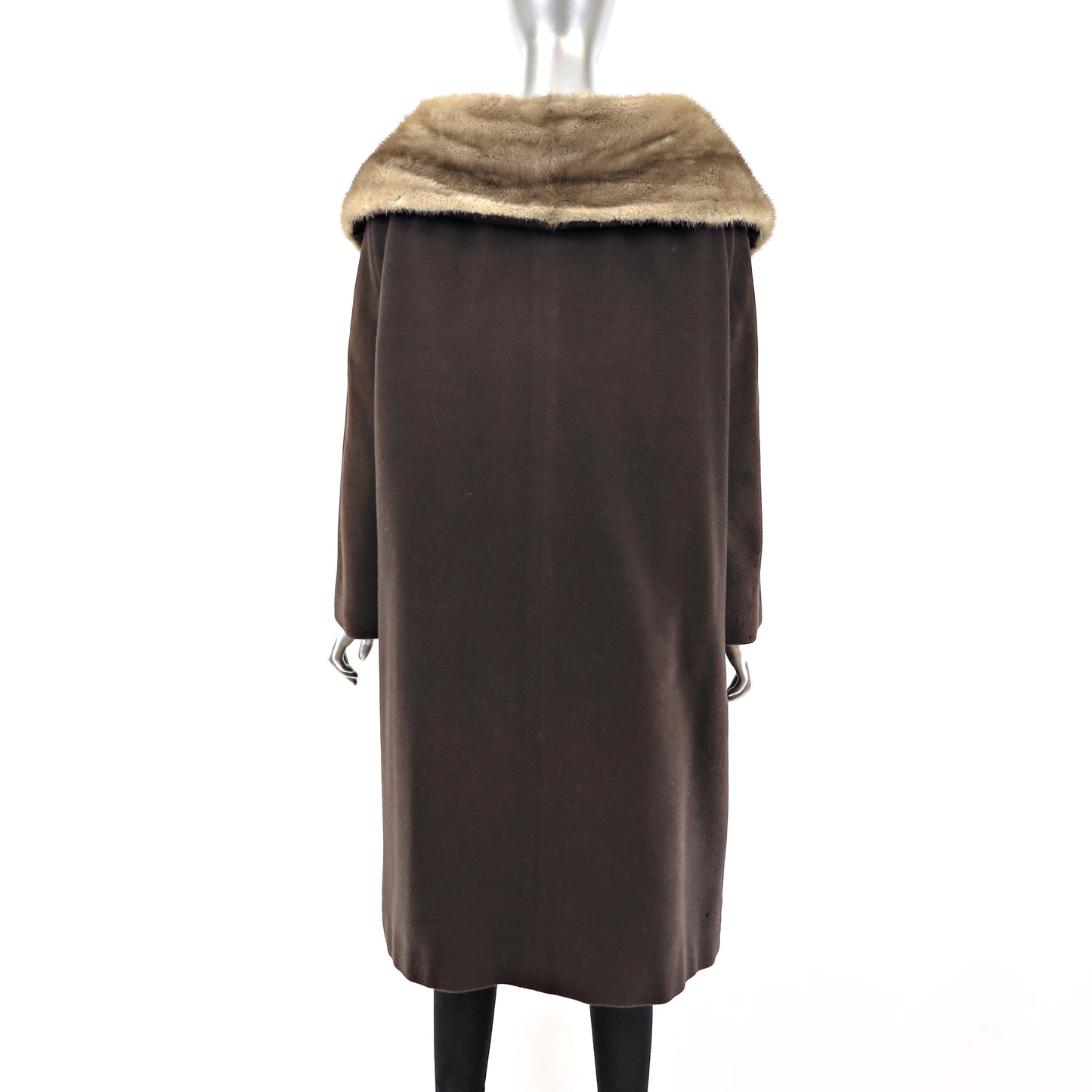 Wool Coat with Mink Collar- Size XL