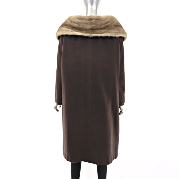Wool Coat with Mink Collar- Size XL