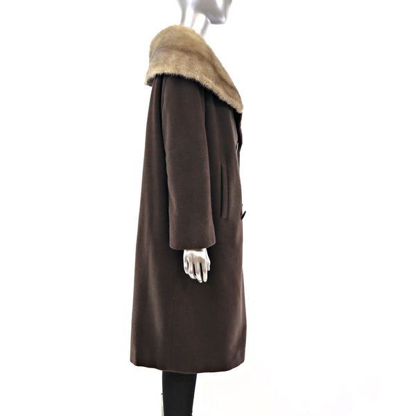 Wool Coat with Mink Collar- Size XL