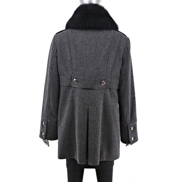 Wool Coat with Fox Collar- Size M
