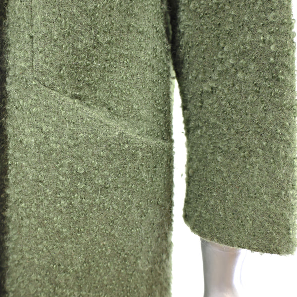 Green Wool Coat with Mink Collar- Size L