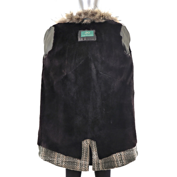 Wool Coat with Raccoon Trim- Size M-L
