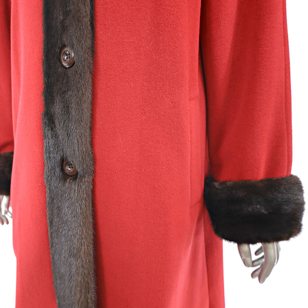 Wool Coat with Mink Trim- Size L