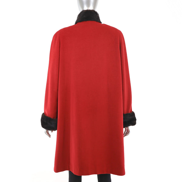 Wool Coat with Mink Trim- Size L