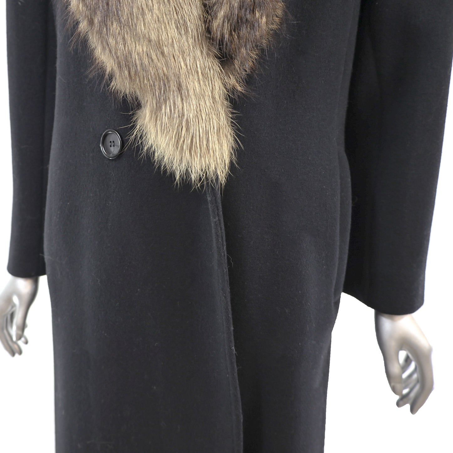 Wool Coat with Raccoon Collar- Size S