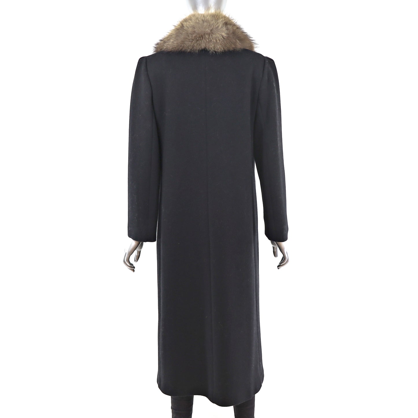 Wool Coat with Raccoon Collar- Size S