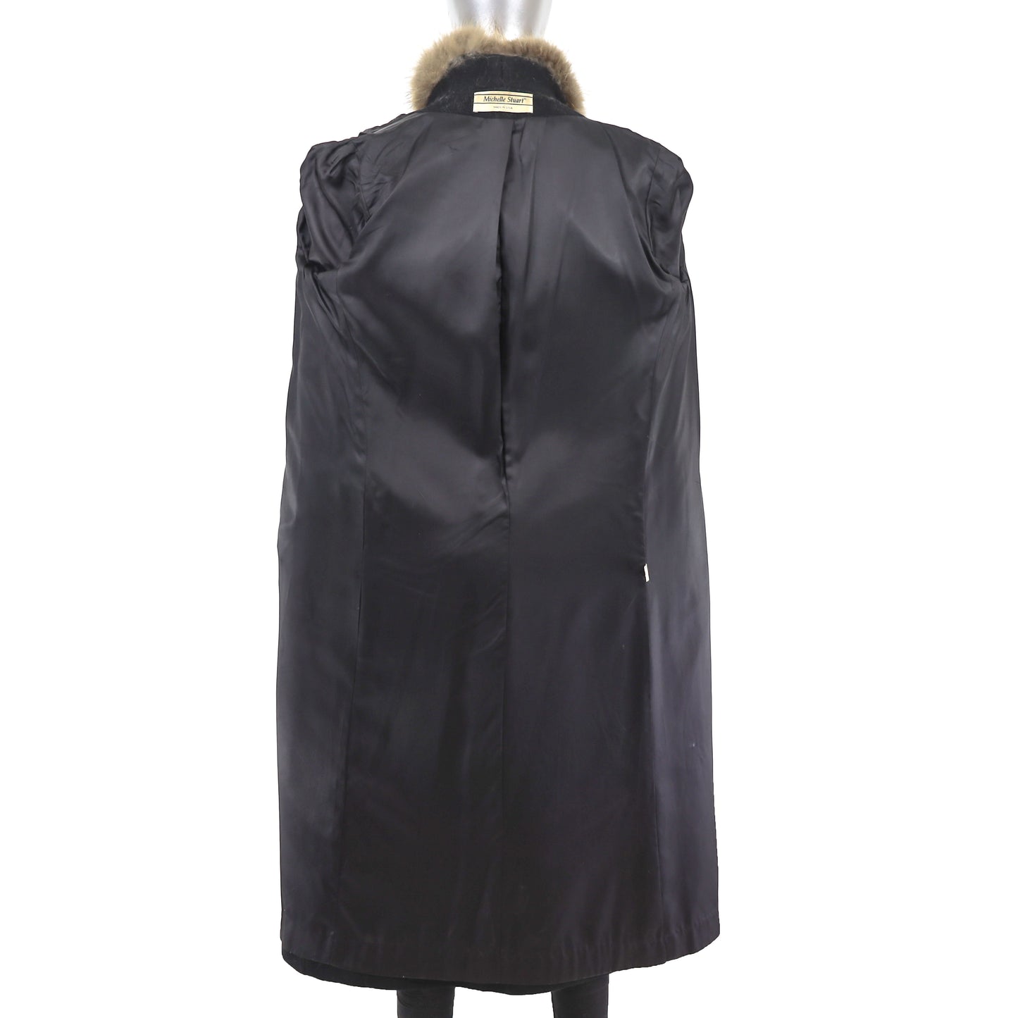 Wool Coat with Raccoon Collar- Size S