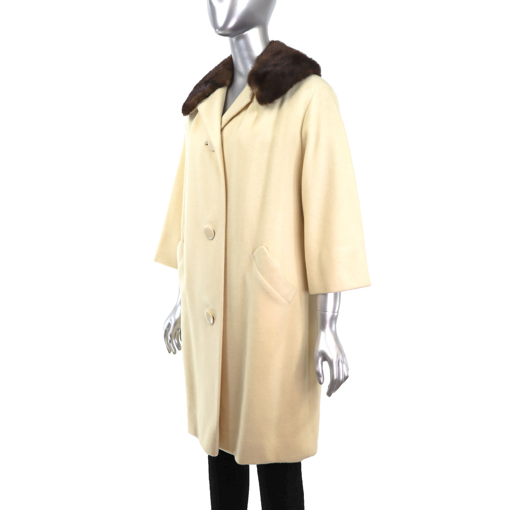 Cashmere Coat with Mink Collar- Size M